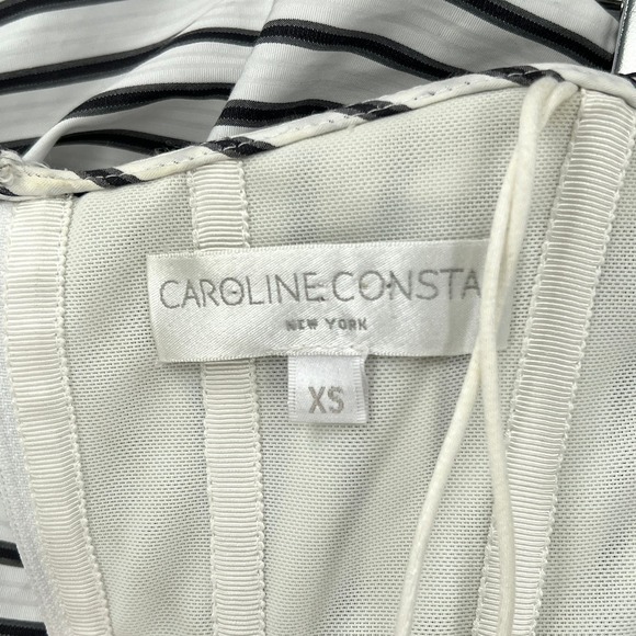 CAROLINE CONSTAS Carmen Tiered Off the Shoulder Top Womens XS White Black Stripe - Picture 6 of 16